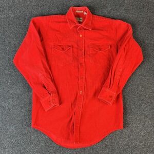 Vintage Pine Grove Shirt Mens Small Red Corduroy Button Front Western 90s